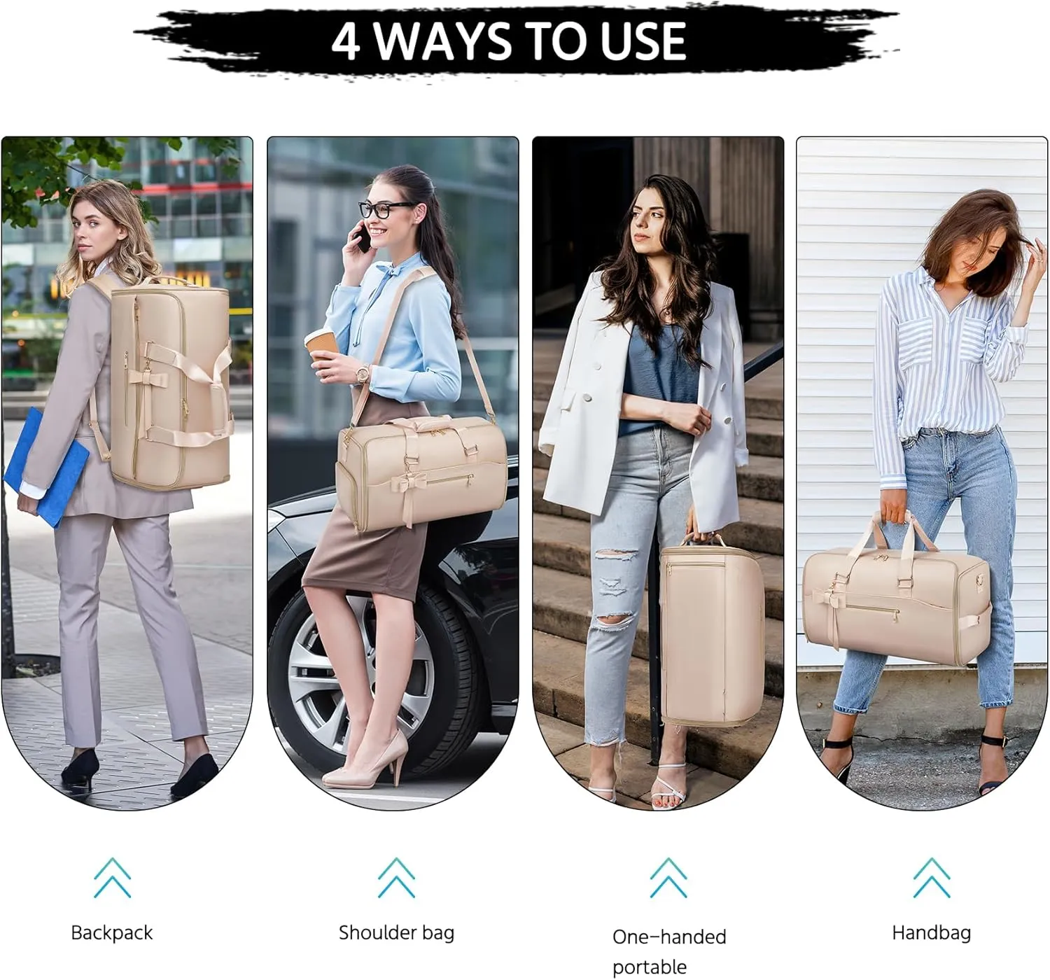 Garment Duffle Bags for Travel,Moulyan Convertible Garment Bag with Shoe Compartment,3 in 1 Waterproof Travel Suit Bag with Shoulder Strap for Women