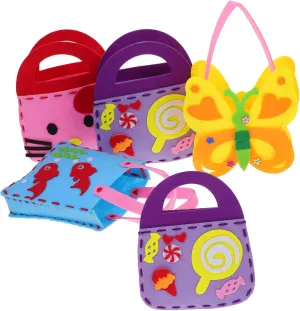 Garneck 5Sets Portable Handbag Educational for Fashionable Cartoon Storage Bag Creative DIY Non Woven Craft Kit for Boys for Art Projects and Playtime