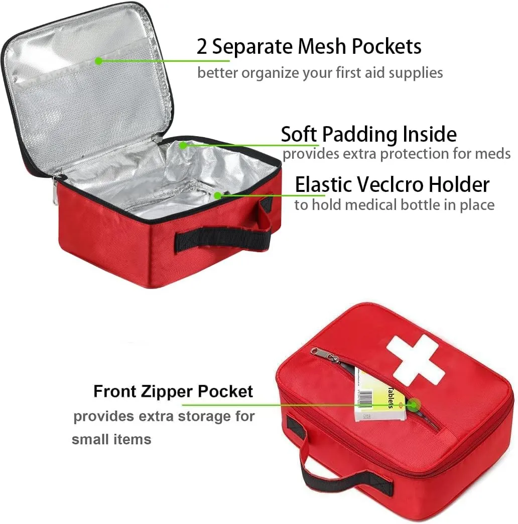 Gatycallaty First Aid Bag Empty Emergency Treatment Medical Bags Multi-Pocket for Home Office Car Traveling Hiking Trip