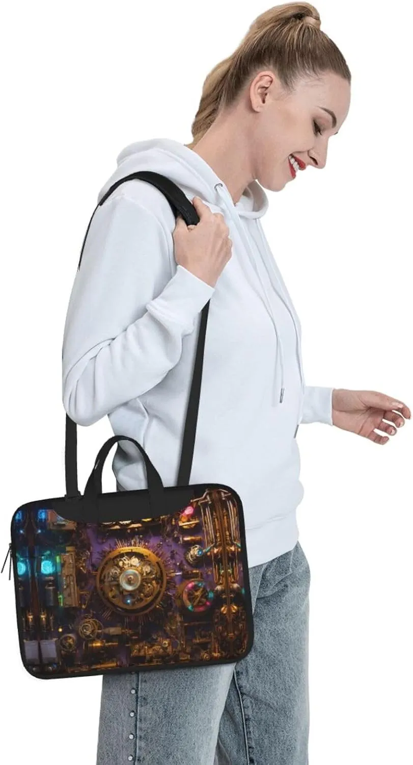 Gears Clock Bronze Century Print Messenger Bag & Case Shoulder Strap Fashionable Laptop Bag for Business Travel