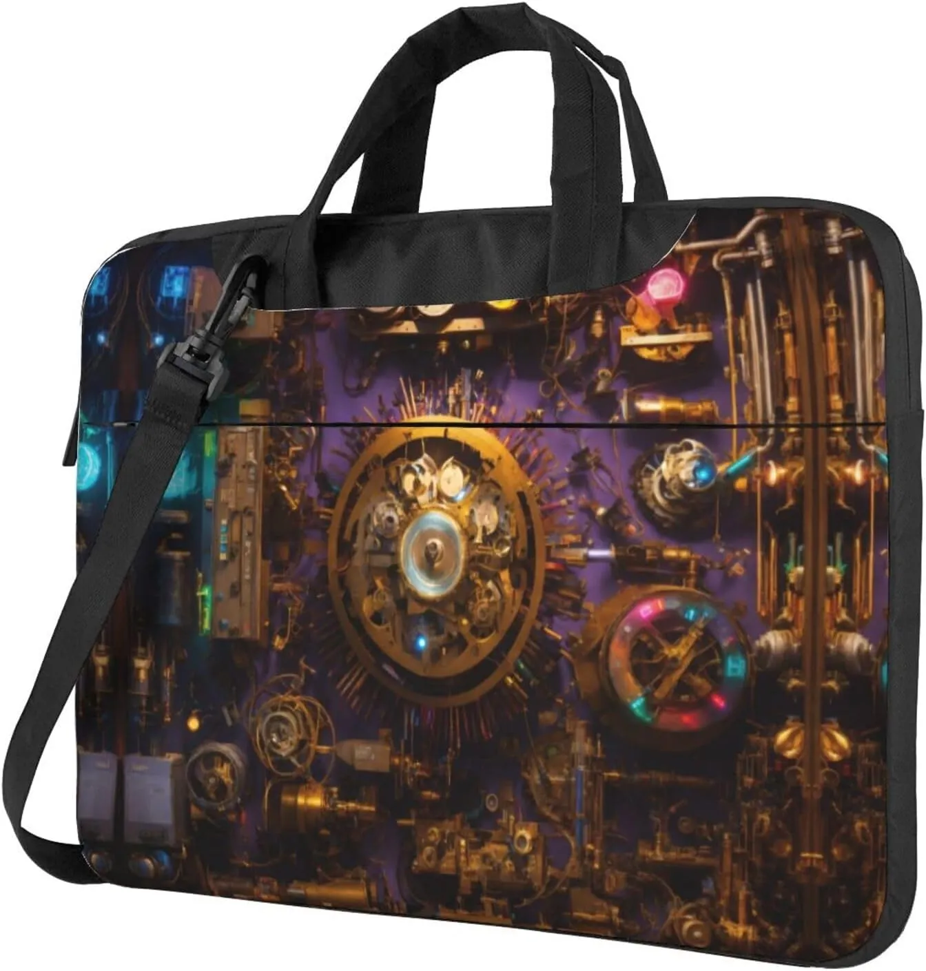 Gears Clock Bronze Century Print Messenger Bag & Case Shoulder Strap Fashionable Laptop Bag for Business Travel