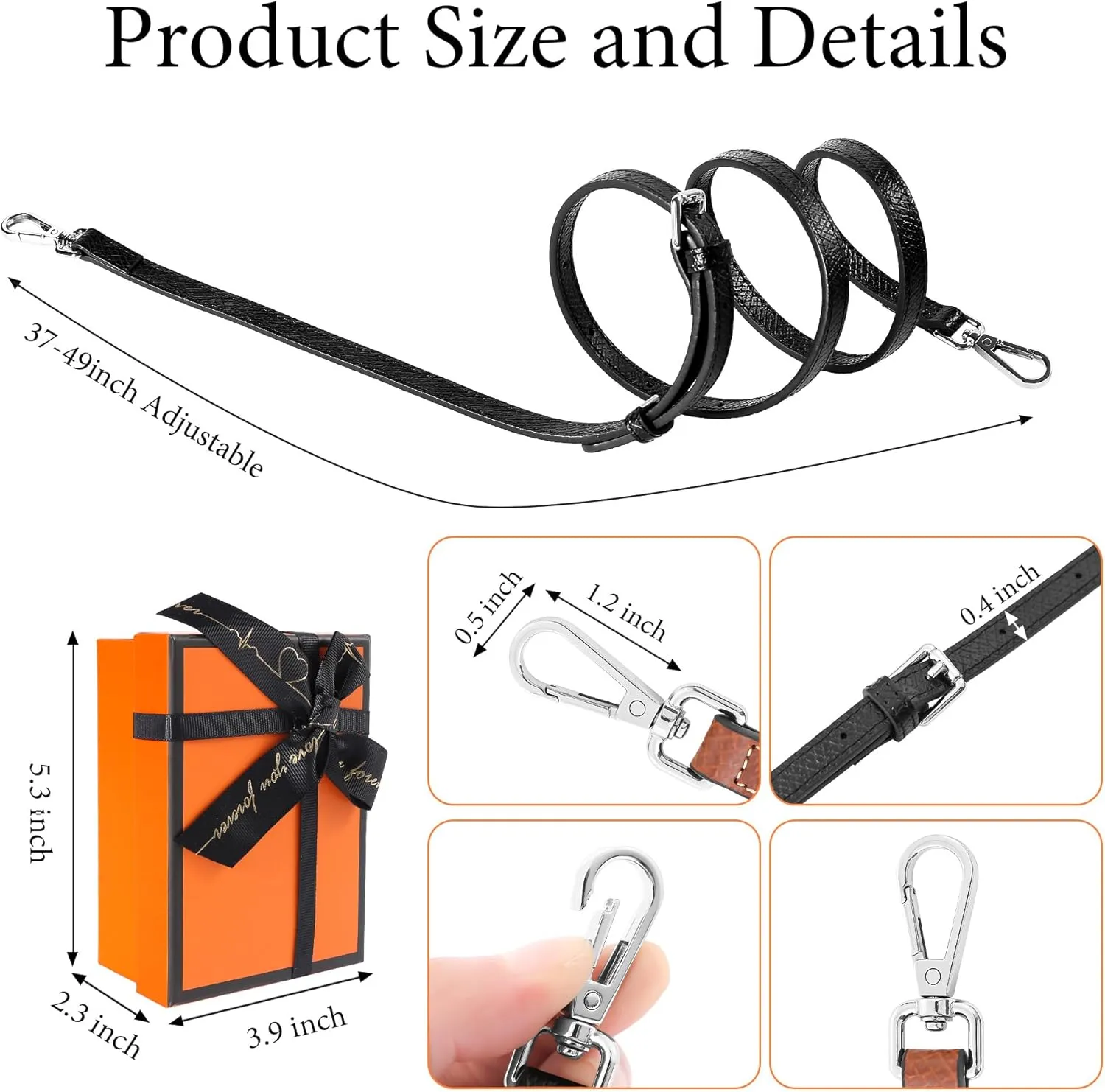Genuine Leather Bag Strap for Longchamp Mini Pouch, Black Adjustable Purse Strap Replacement for Women Bag