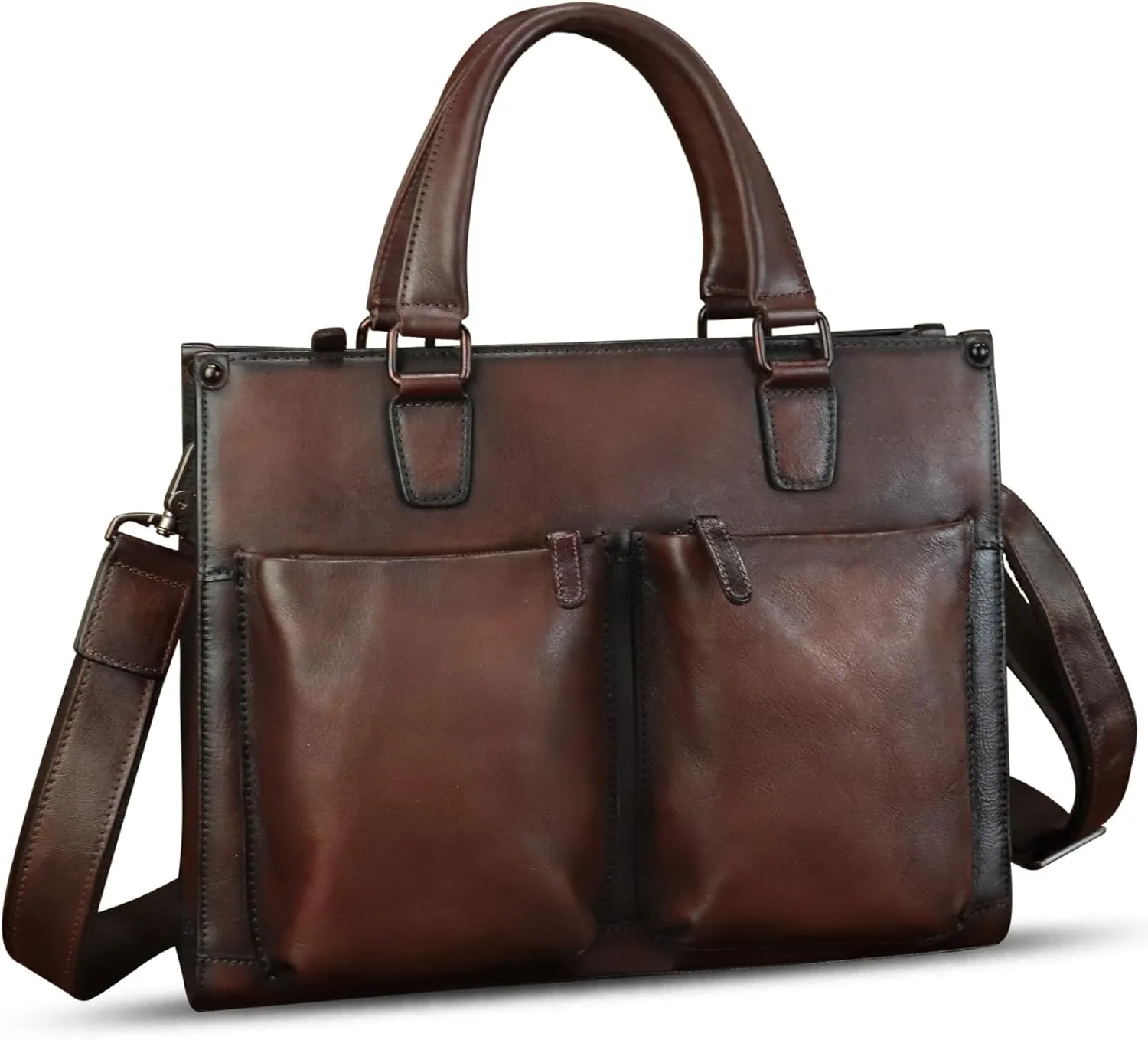 Genuine Leather Messenger Bag Briefcase for Men Vintage Real Leather Shoulder Bag Crossbody Bag Computer Laptop Bag