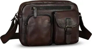 Genuine Leather Purse and Messenger Bag for Men Vintage Leather Shoulder Bag Briefcase Crossbody Satchel Bags with Strap
