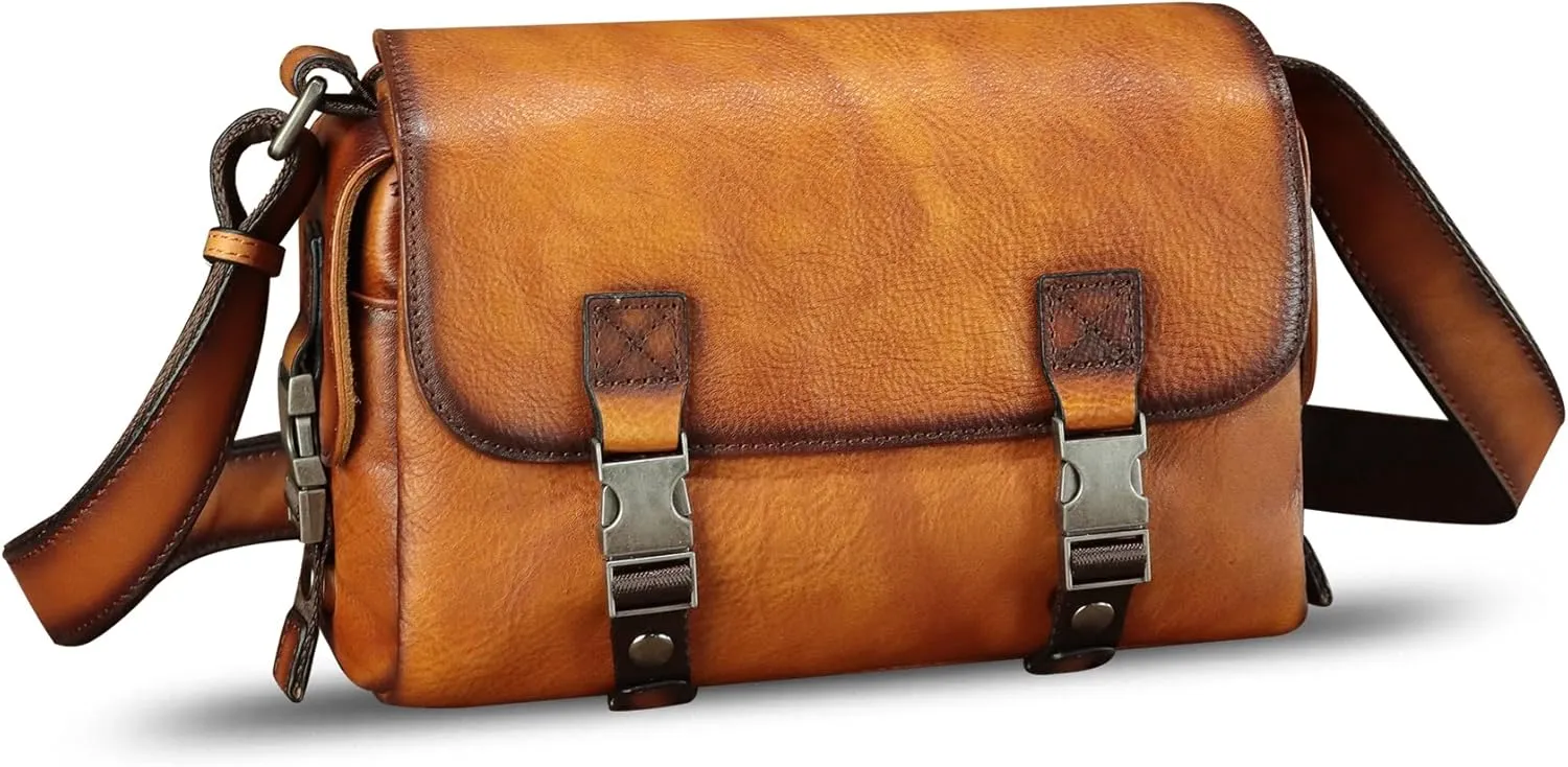 Genuine Leather Purses and Messenger Bag for Men Handmade Vintage Satchel Shoulder Bag Crossbody Bag