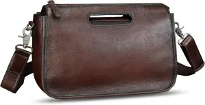 Genuine Leather Purses and Messenger Bag for Men Vintage Leather Briefcase Handbags Satchel Bags Shoulder Bag with Strap