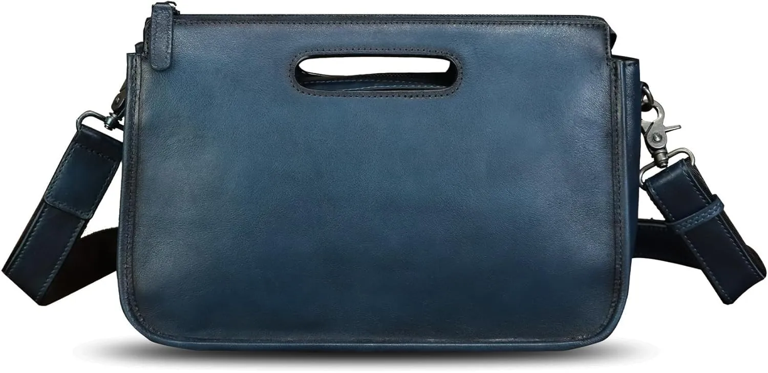 Genuine Leather Purses and Messenger Bag for Men Vintage Leather Briefcase Handbags Satchel Bags Shoulder Bag with Strap