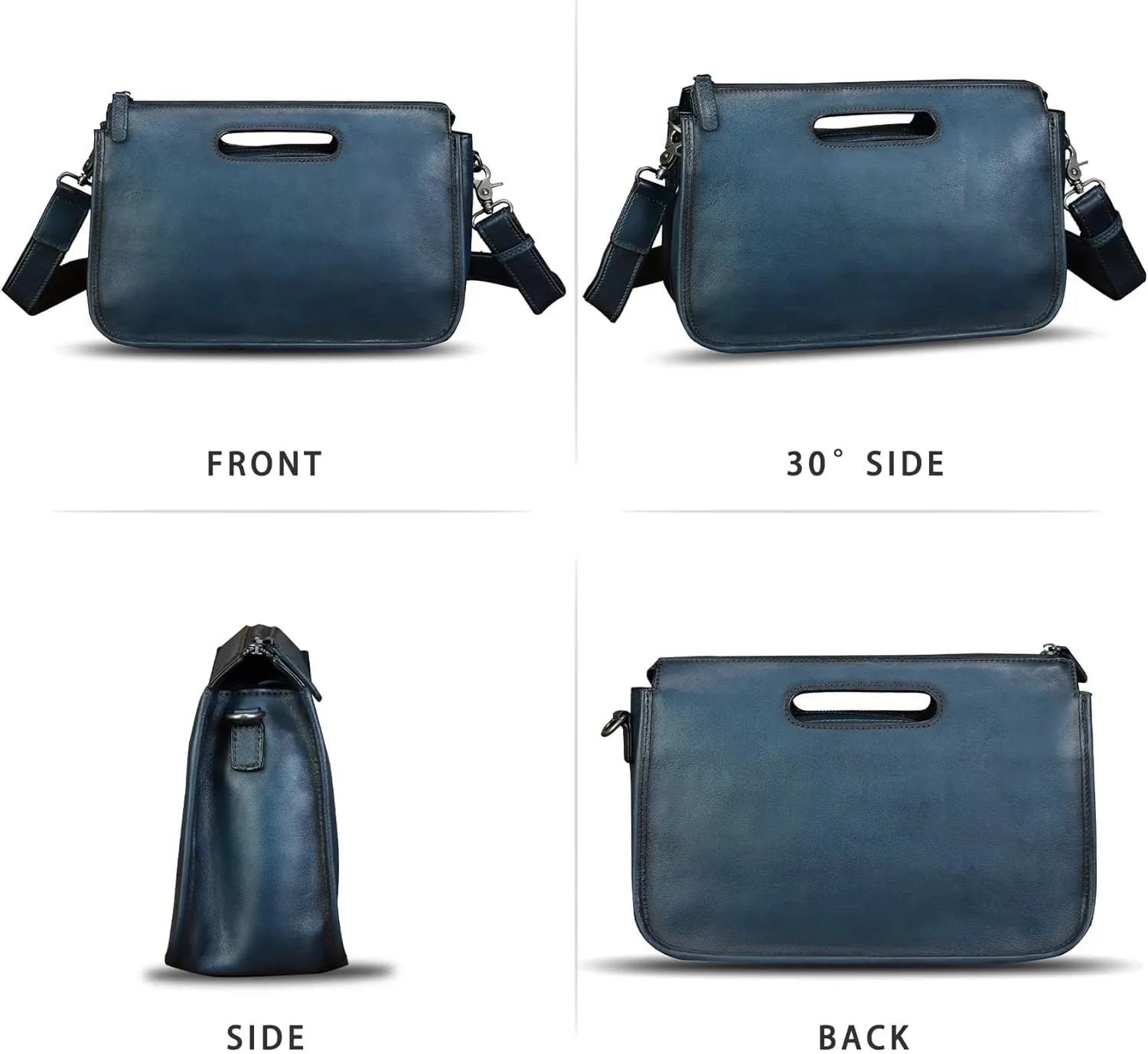 Genuine Leather Purses and Messenger Bag for Men Vintage Leather Briefcase Handbags Satchel Bags Shoulder Bag with Strap