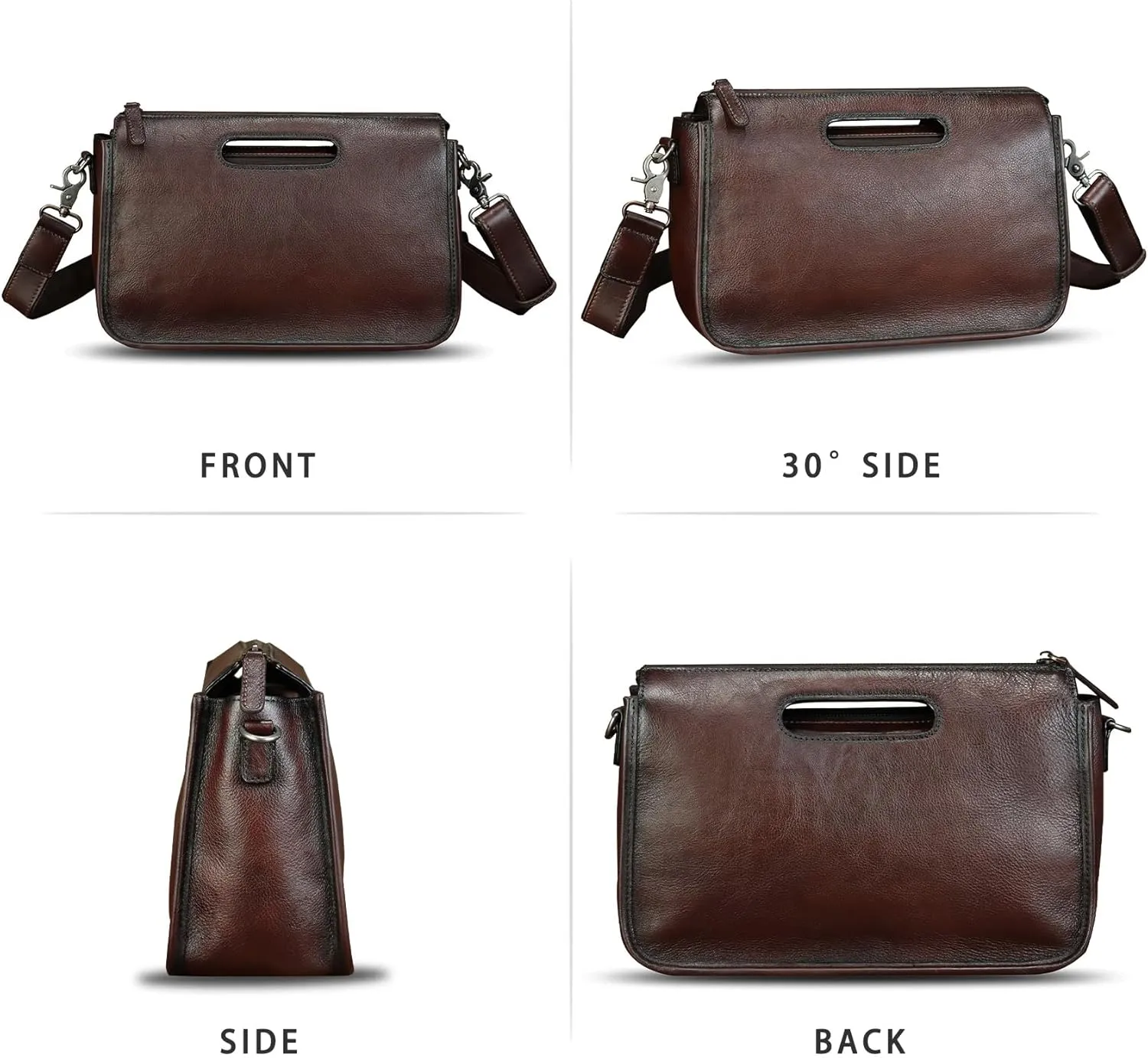Genuine Leather Purses and Messenger Bag for Men Vintage Leather Briefcase Handbags Satchel Bags Shoulder Bag with Strap