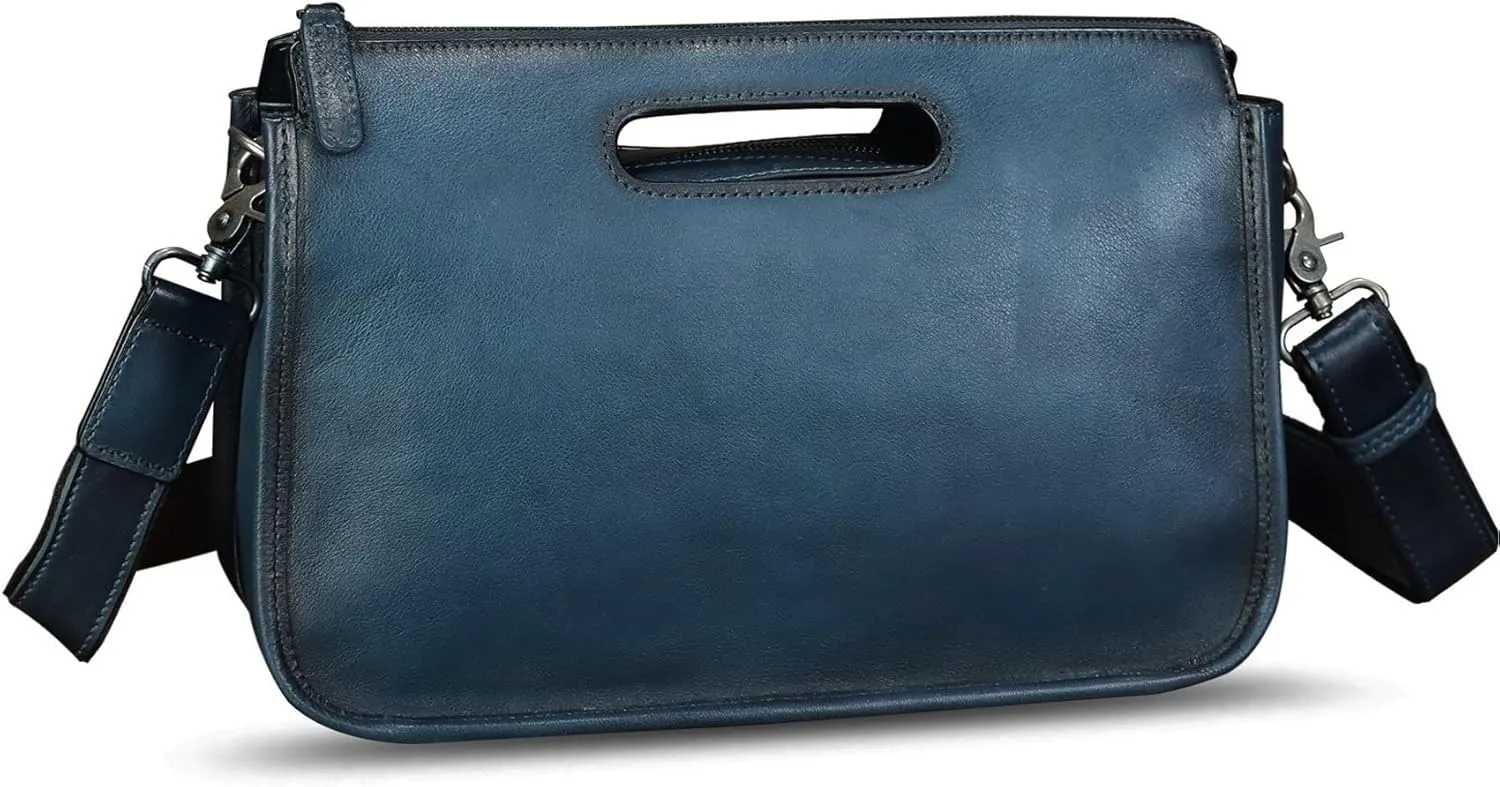 Genuine Leather Purses and Messenger Bag for Men Vintage Leather Briefcase Handbags Satchel Bags Shoulder Bag with Strap