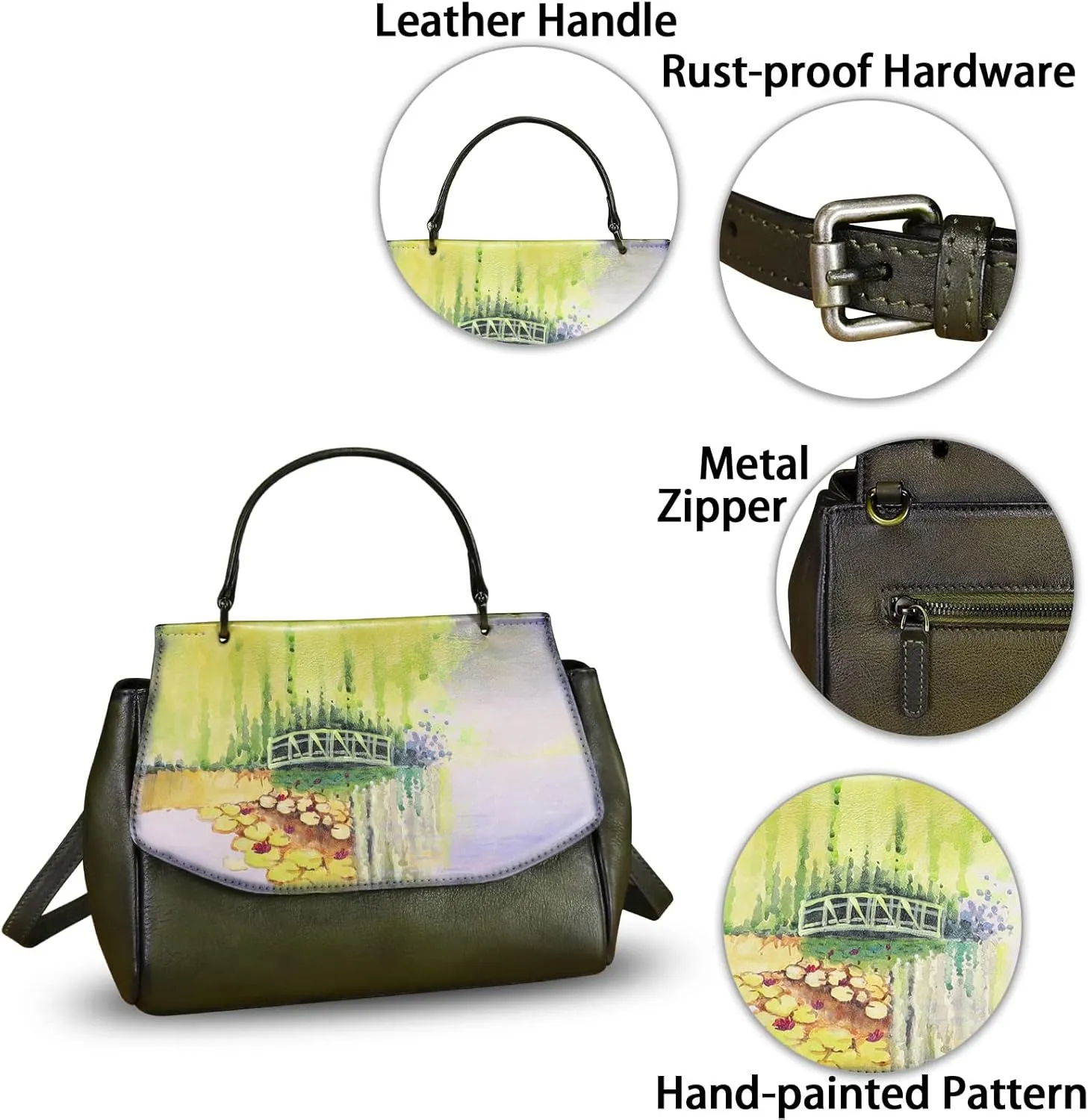 Genuine Leather Satchel for Women Crossbody Bags Handmade Vintage Top Handle Handbags Purse