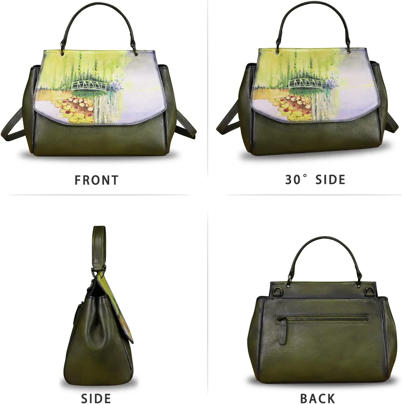Genuine Leather Satchel for Women Crossbody Bags Handmade Vintage Top Handle Handbags Purse