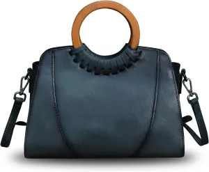 Genuine Leather Top Handle Handbag Purse for Women Satchel Retro Cowhide Handmade Crossbody Shoulder Bags