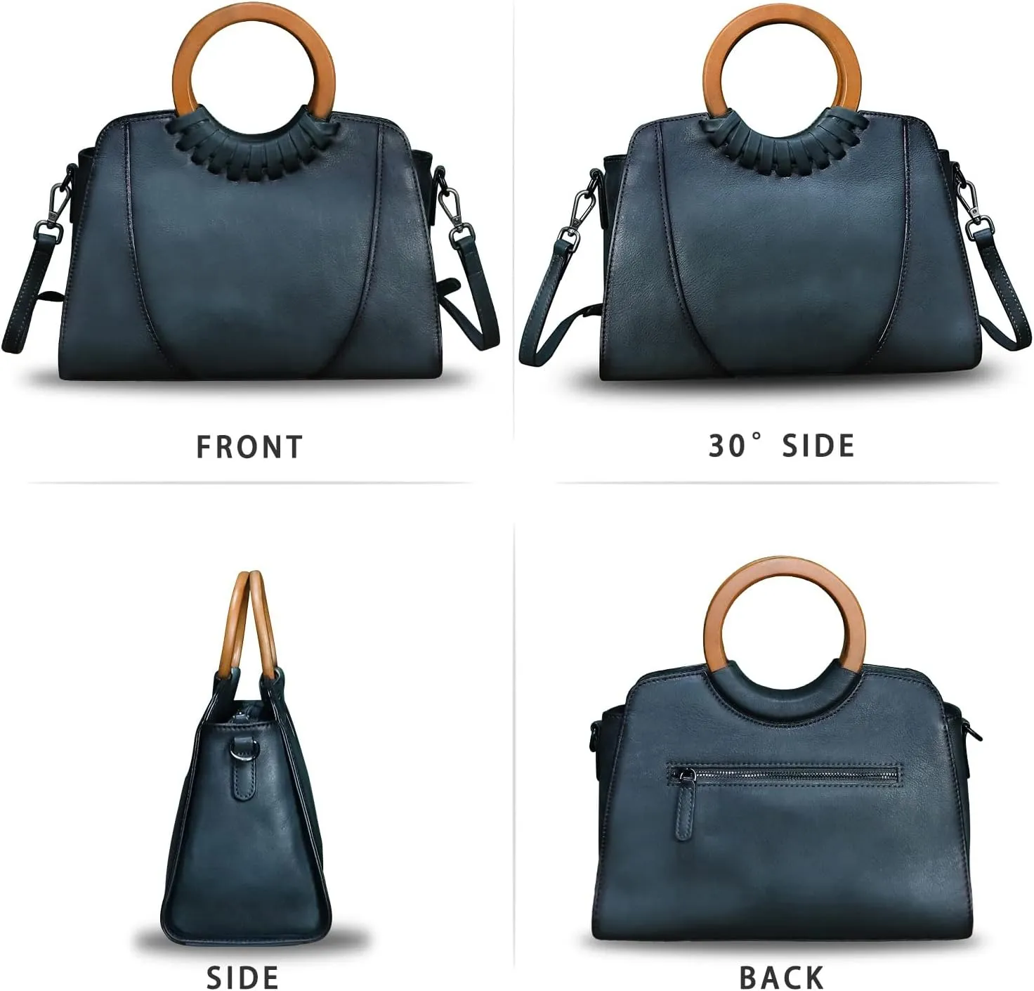 Genuine Leather Top Handle Handbag Purse for Women Satchel Retro Cowhide Handmade Crossbody Shoulder Bags