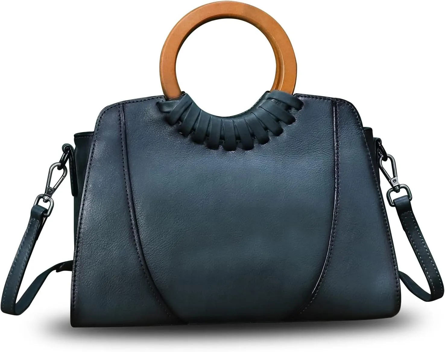 Genuine Leather Top Handle Handbag Purse for Women Satchel Retro Cowhide Handmade Crossbody Shoulder Bags