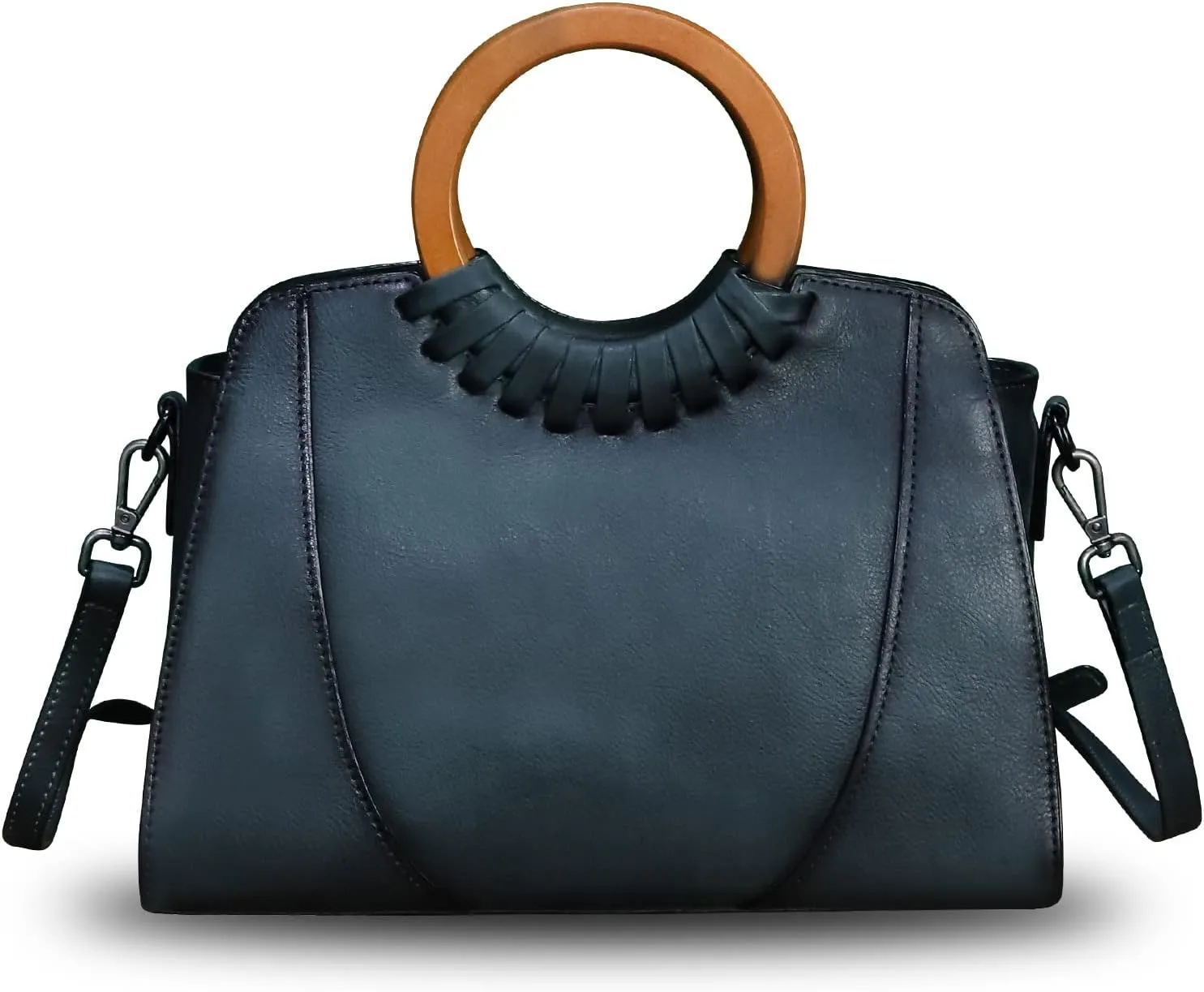 Genuine Leather Top Handle Handbag Purse for Women Satchel Retro Cowhide Handmade Crossbody Shoulder Bags