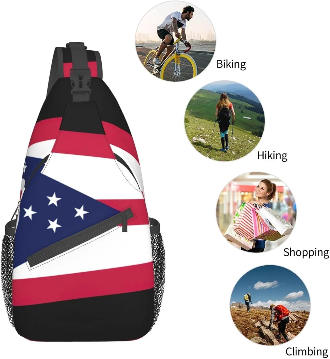 GeRRiT Ohio State Flag Print Small Backpack Sling Bag For Women Men, Chest Bag Daypack Crossbody For Travel Sport