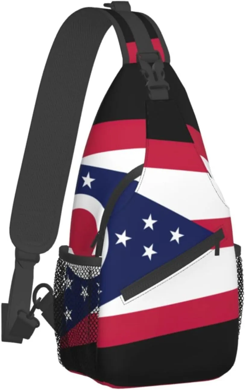 GeRRiT Ohio State Flag Print Small Backpack Sling Bag For Women Men, Chest Bag Daypack Crossbody For Travel Sport