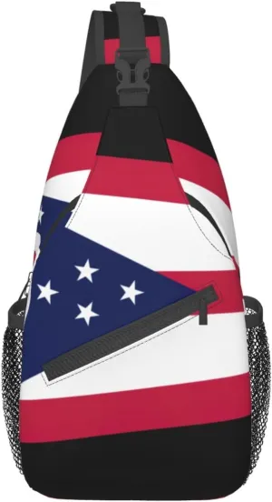 GeRRiT Ohio State Flag Print Small Backpack Sling Bag For Women Men, Chest Bag Daypack Crossbody For Travel Sport