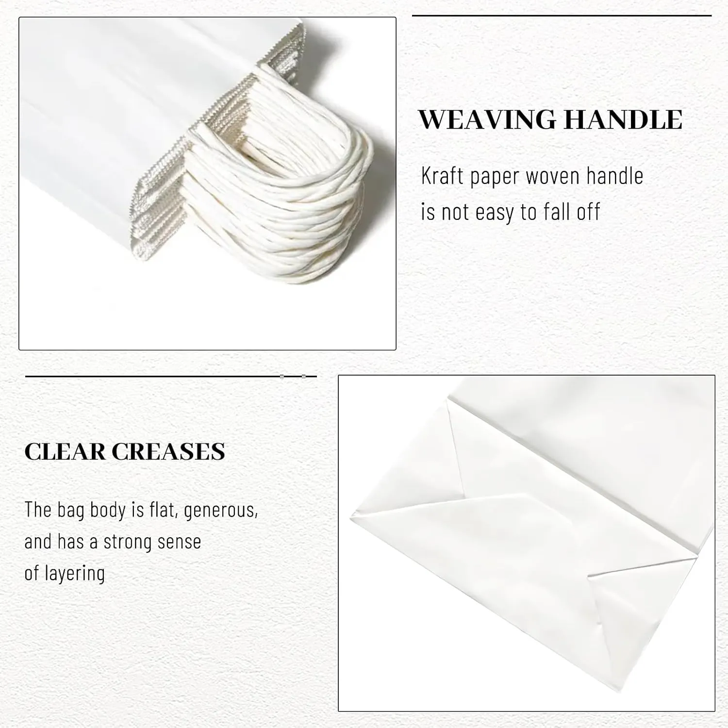 Gift Bags 8.25"x5.9 "x3.15" 50Pcs Paper Bags with Handles,kraft paper Bags for Small Business Christmas Bulk Bags, Wedding Party Favor Bags,Shopping Lunch Bags, Halloween Trick-or-Treat Bags (White)