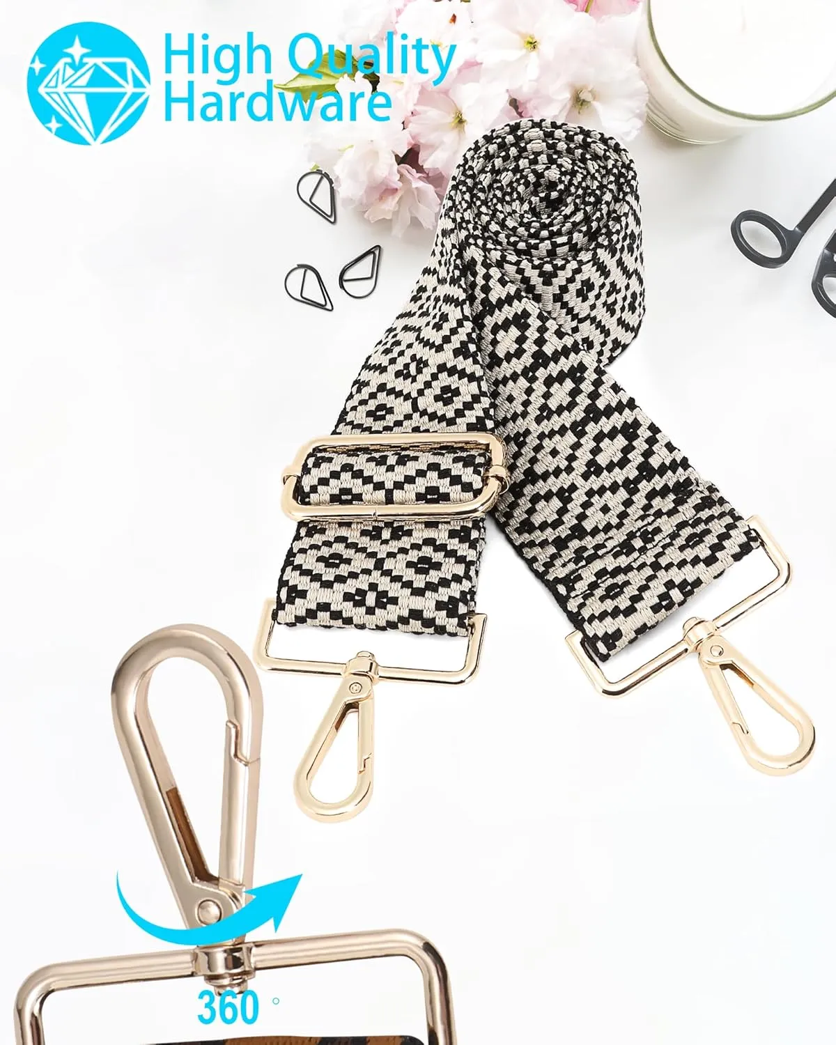 GINJKGO Purse Straps Replacement Crossbody - Adjustable Bag Strap for Purses, Wide Shoulder Strap for Women Guitar Purses