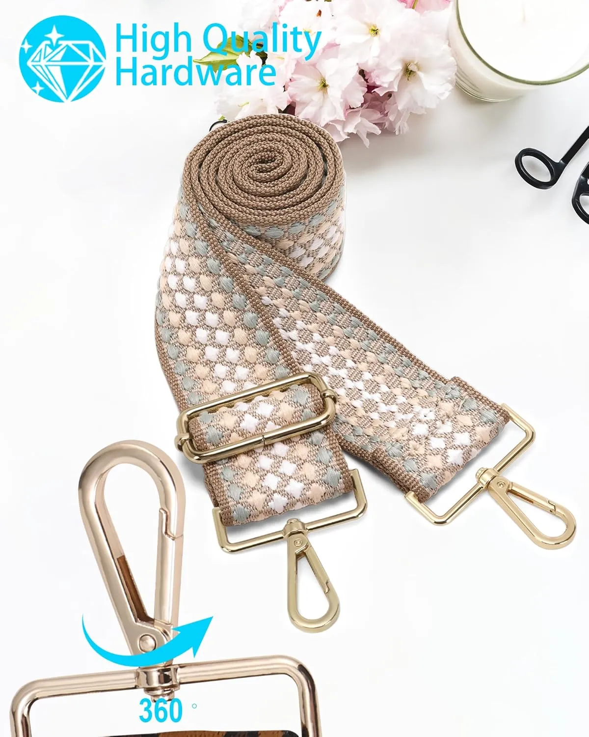 GINJKGO Purse Straps Replacement Crossbody - Adjustable Bag Strap for Purses, Wide Shoulder Strap for Women Guitar Purses