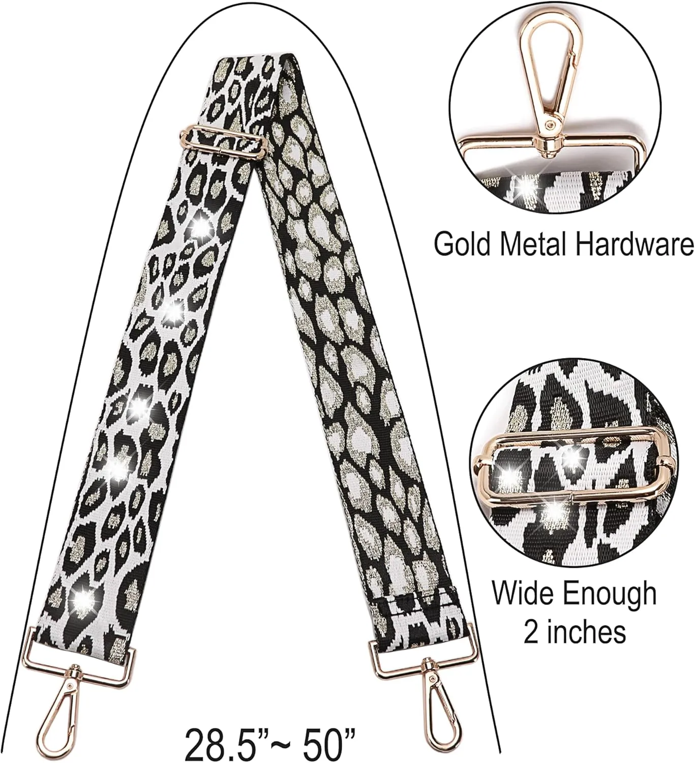 GINJKGO Purse Straps Replacement Crossbody - Adjustable Bag Strap for Purses, Wide Shoulder Strap for Women Guitar Purses