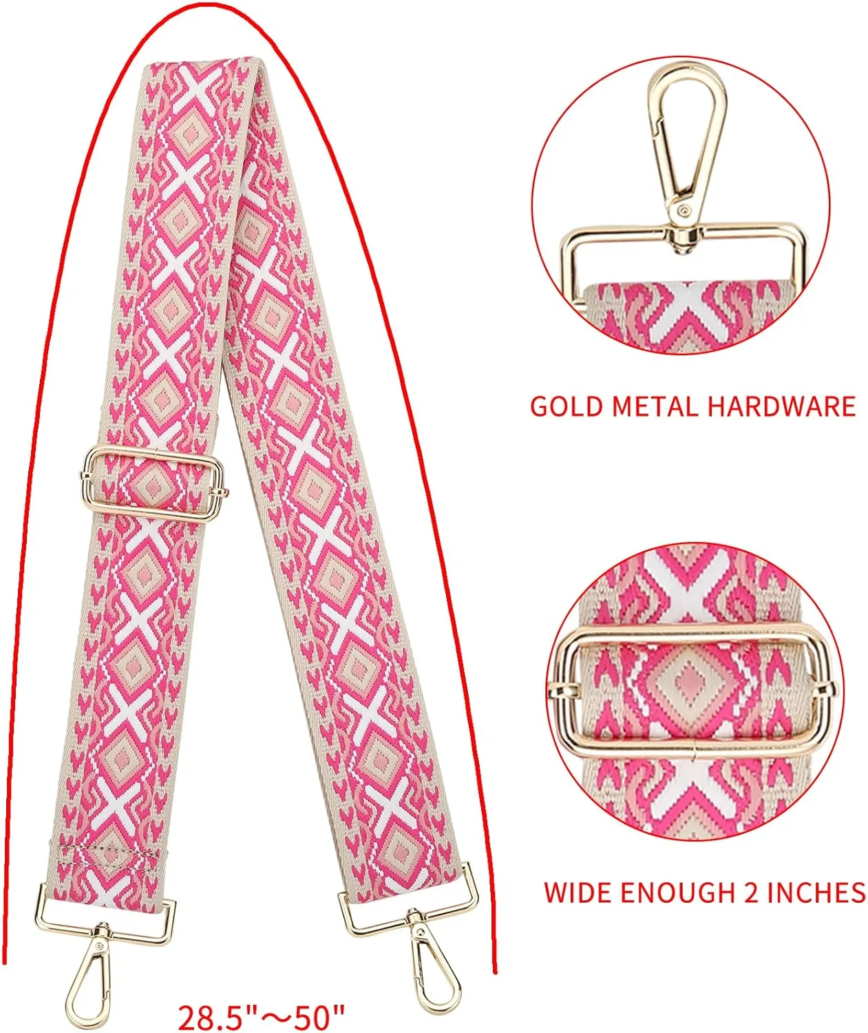 GINJKGO Purse Straps Replacement Crossbody - Adjustable Bag Strap for Purses, Wide Shoulder Strap for Women Guitar Purses