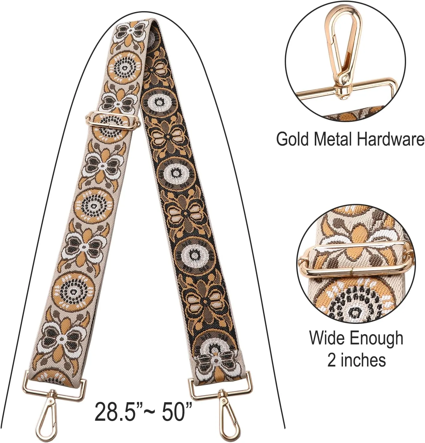 GINJKGO Purse Straps Replacement Crossbody - Adjustable Bag Strap for Purses, Wide Shoulder Strap for Women Guitar Purses
