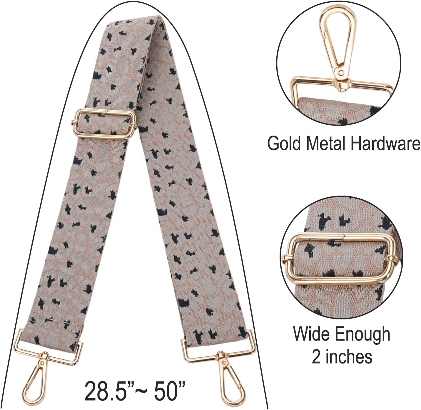 GINJKGO Purse Straps Replacement Crossbody - Adjustable Bag Strap for Purses, Wide Shoulder Strap for Women Guitar Purses