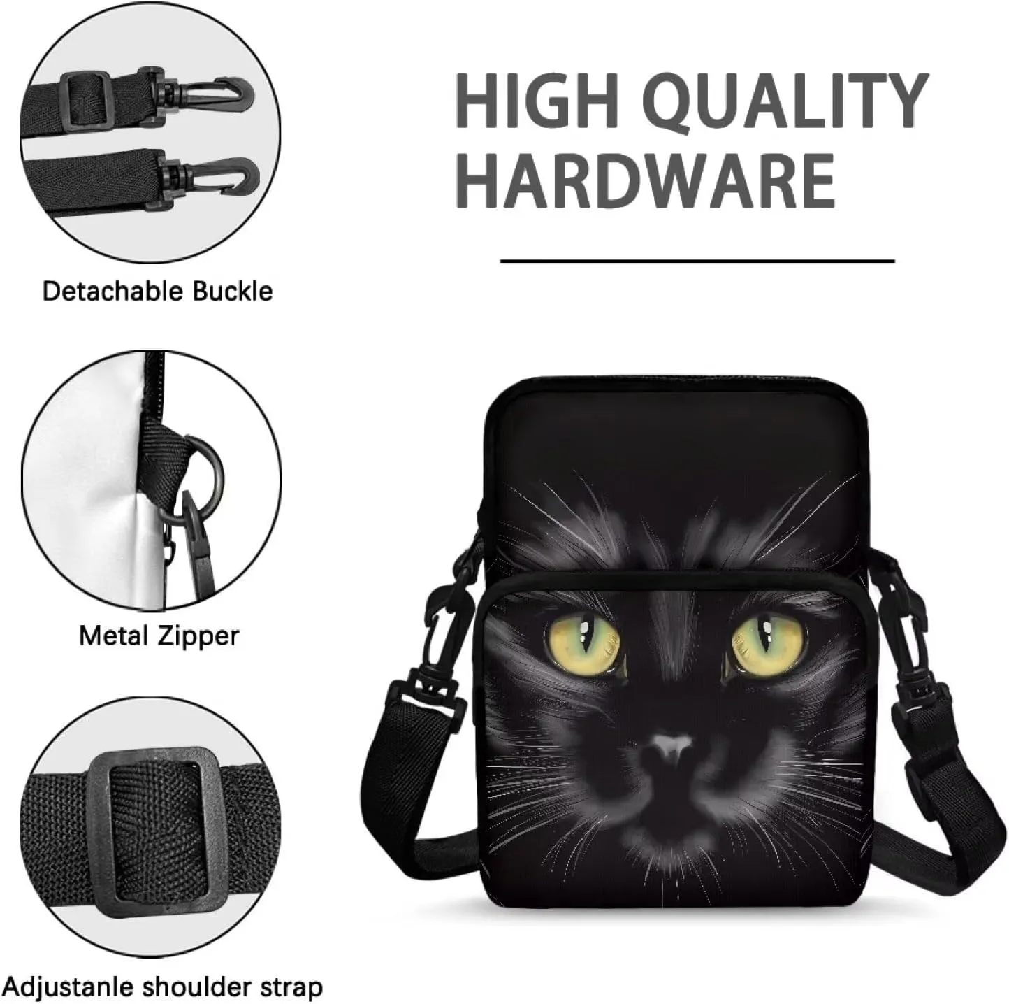 Girls Crossbody Shoulder Bag with Zipper, 2 Layer Messenger Bags for Women Men