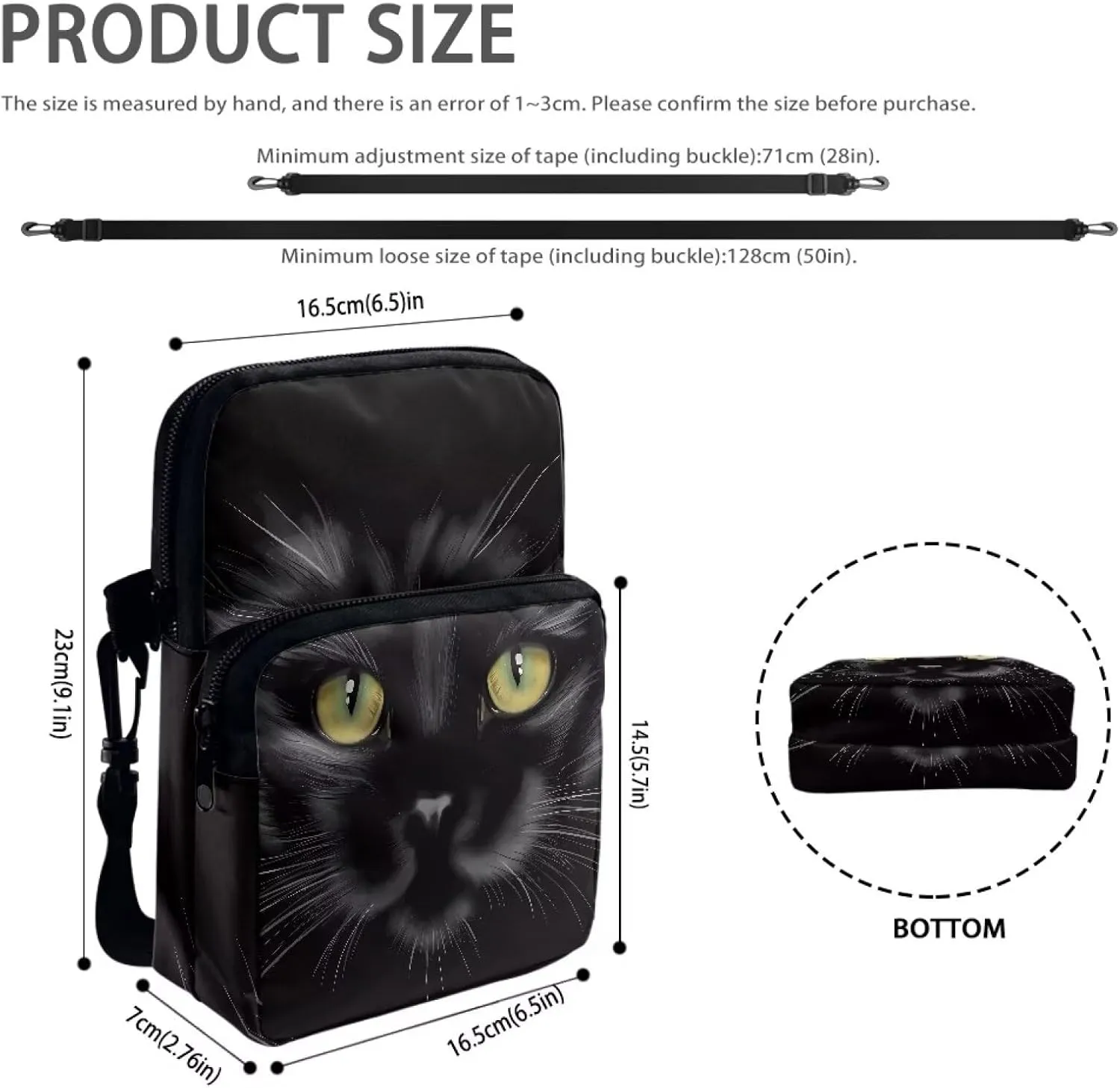 Girls Crossbody Shoulder Bag with Zipper, 2 Layer Messenger Bags for Women Men