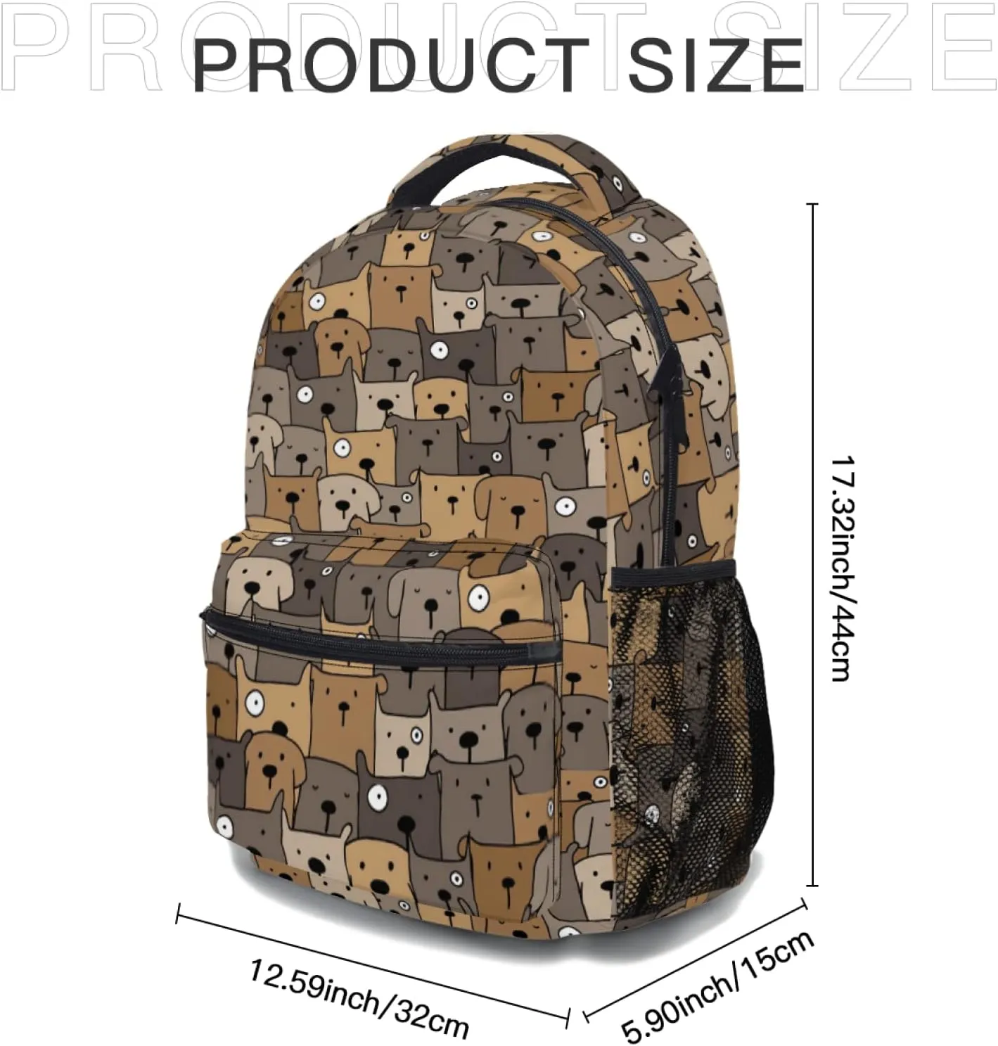 Giwawa Brown Dog Backpack Funny Animal Casual Daypacks Outdoor Travel Bag School Lightweight Adjustable Shoulder Bag for Boys Girls Teens
