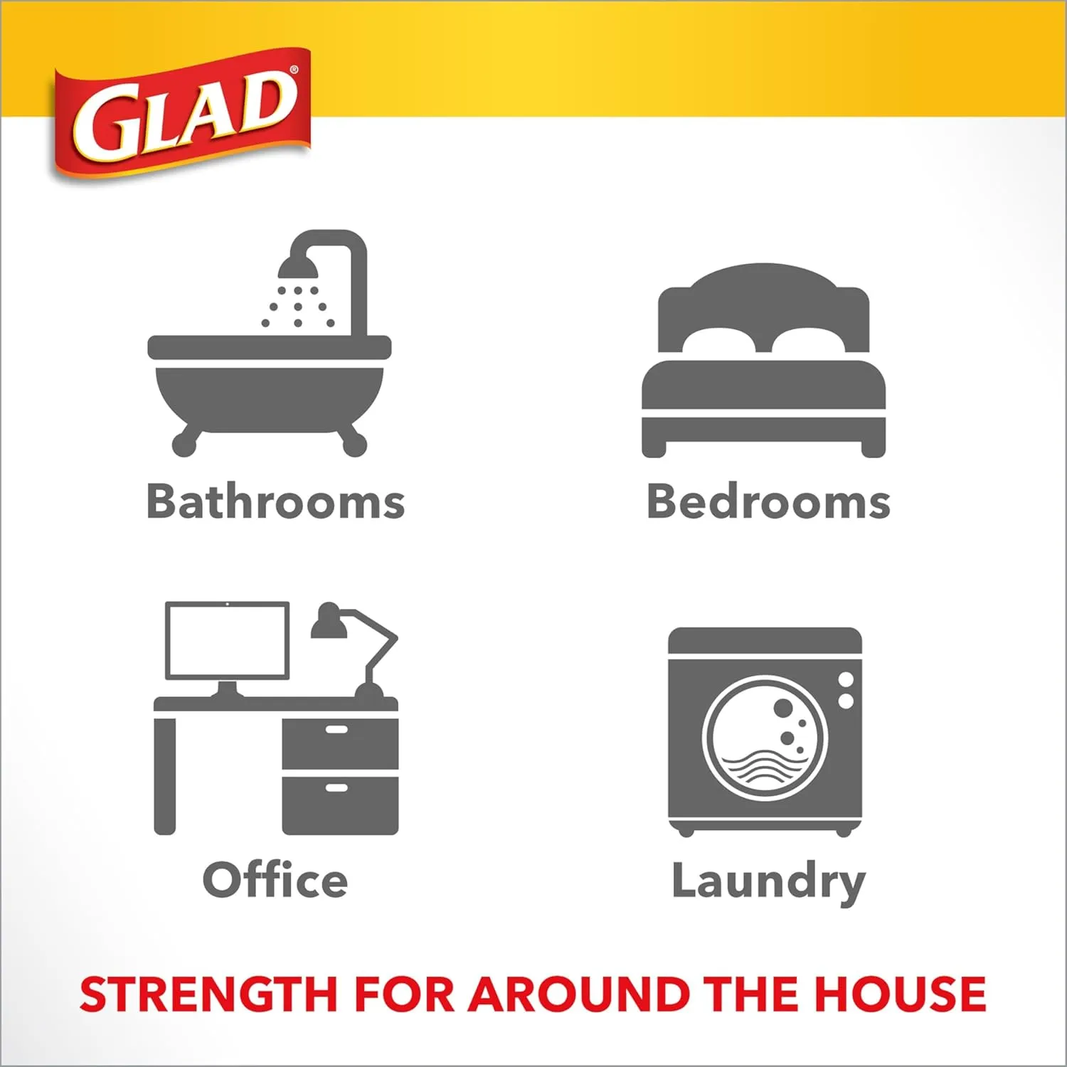 Glad Medium Drawstring Trash Bags with Clorox, 8 Gal, Lemon Fresh Bleach, 80 Ct (Package May Vary)