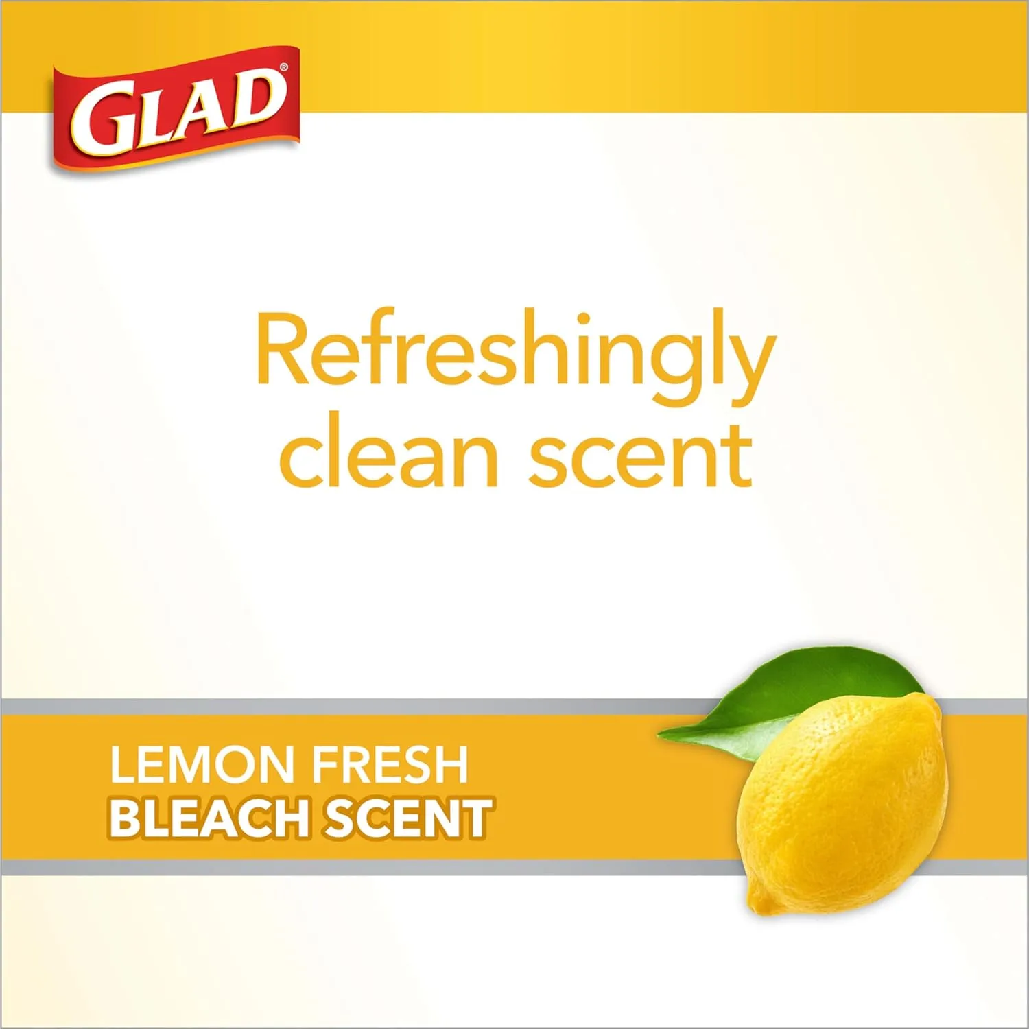 Glad Small Drawstring Trash Bags with Clorox, 4 Gal, Lemon Fresh Bleach, 80 Ct (Package May Vary)