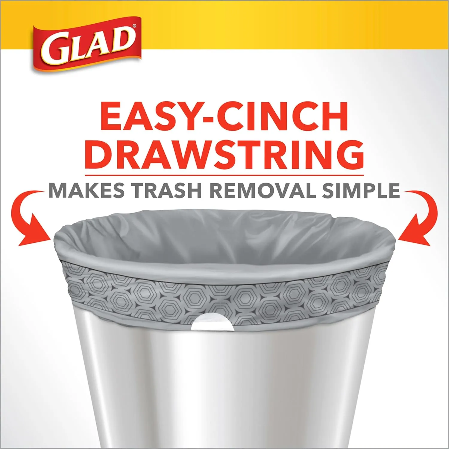 Glad Small Drawstring Trash Bags with Clorox, 4 Gal, Lemon Fresh Bleach, 80 Ct (Package May Vary)