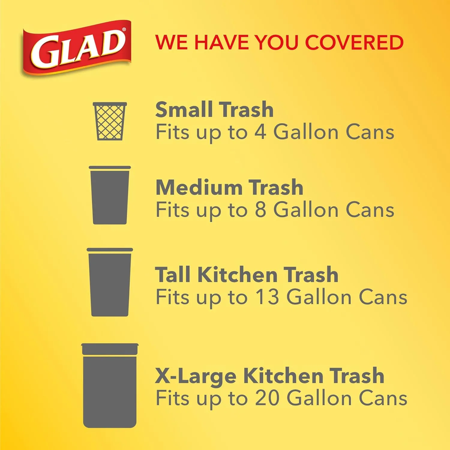 Glad Small Drawstring Trash Bags with Clorox, 4 Gal, Lemon Fresh Bleach, 80 Ct (Package May Vary)