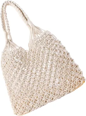 GLEAVI Large Woven Beach Tote Bag for Women Stylish Crochet Shoulder Bag Handheld Shopping Tote for Travel Parties and Beach Outings