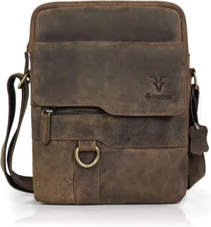 Goatter Mens Hunter Leather 11" Inch Multi-Pocket Messenger Bags