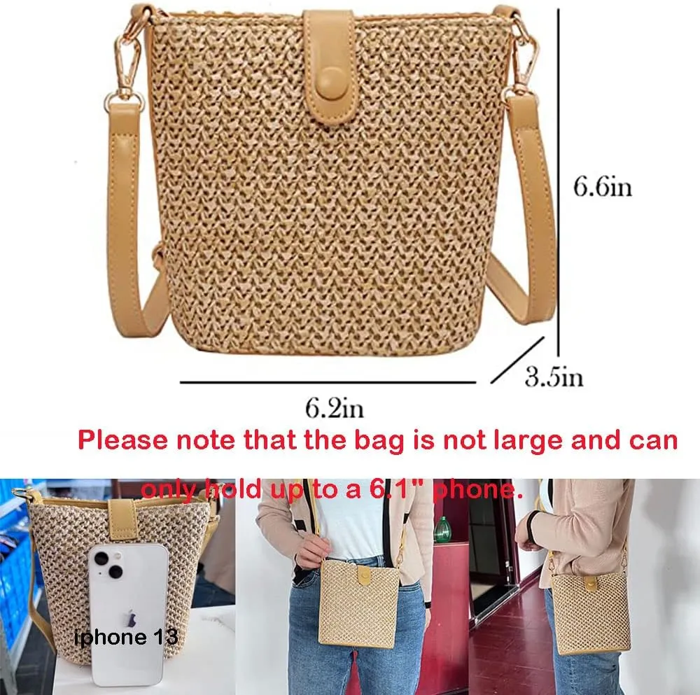 Gogobear Women Small Straw Shoulder Bag Handwoven Crossbody Bags with Removable Shoulder Strap for Travel Beach