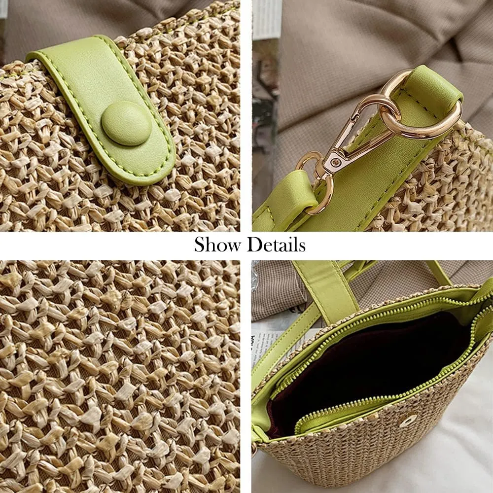 Gogobear Women Small Straw Shoulder Bag Handwoven Crossbody Bags with Removable Shoulder Strap for Travel Beach