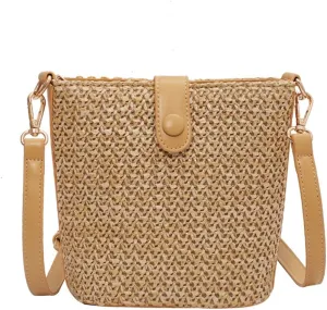 Gogobear Women Small Straw Shoulder Bag Handwoven Crossbody Bags with Removable Shoulder Strap for Travel Beach