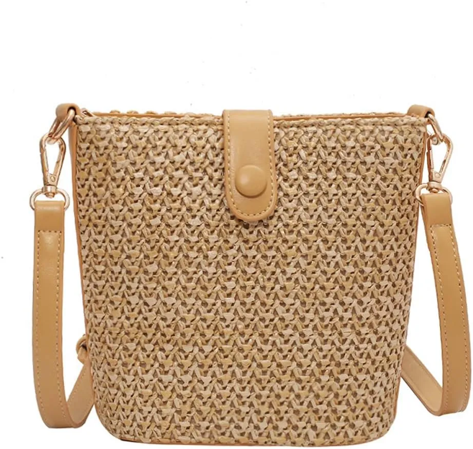 Gogobear Women Small Straw Shoulder Bag Handwoven Crossbody Bags with Removable Shoulder Strap for Travel Beach