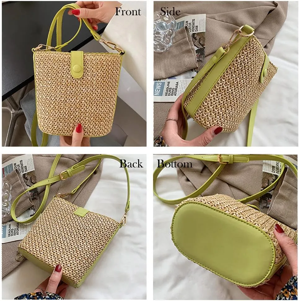 Gogobear Women Small Straw Shoulder Bag Handwoven Crossbody Bags with Removable Shoulder Strap for Travel Beach