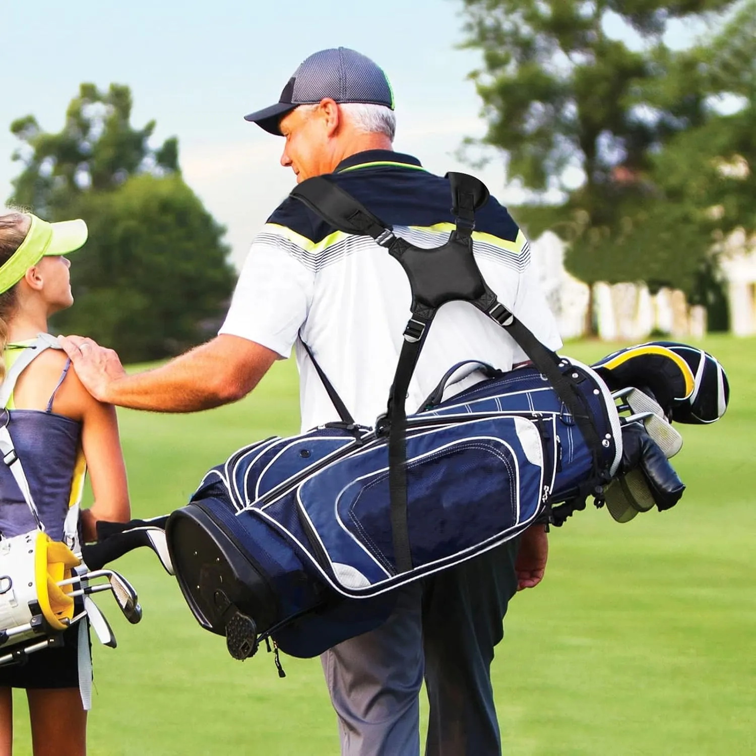 Golf Bag Strap Replacement Comfort Double Shoulder Adjustable Strap Padded Golf Carrying Bag Strap