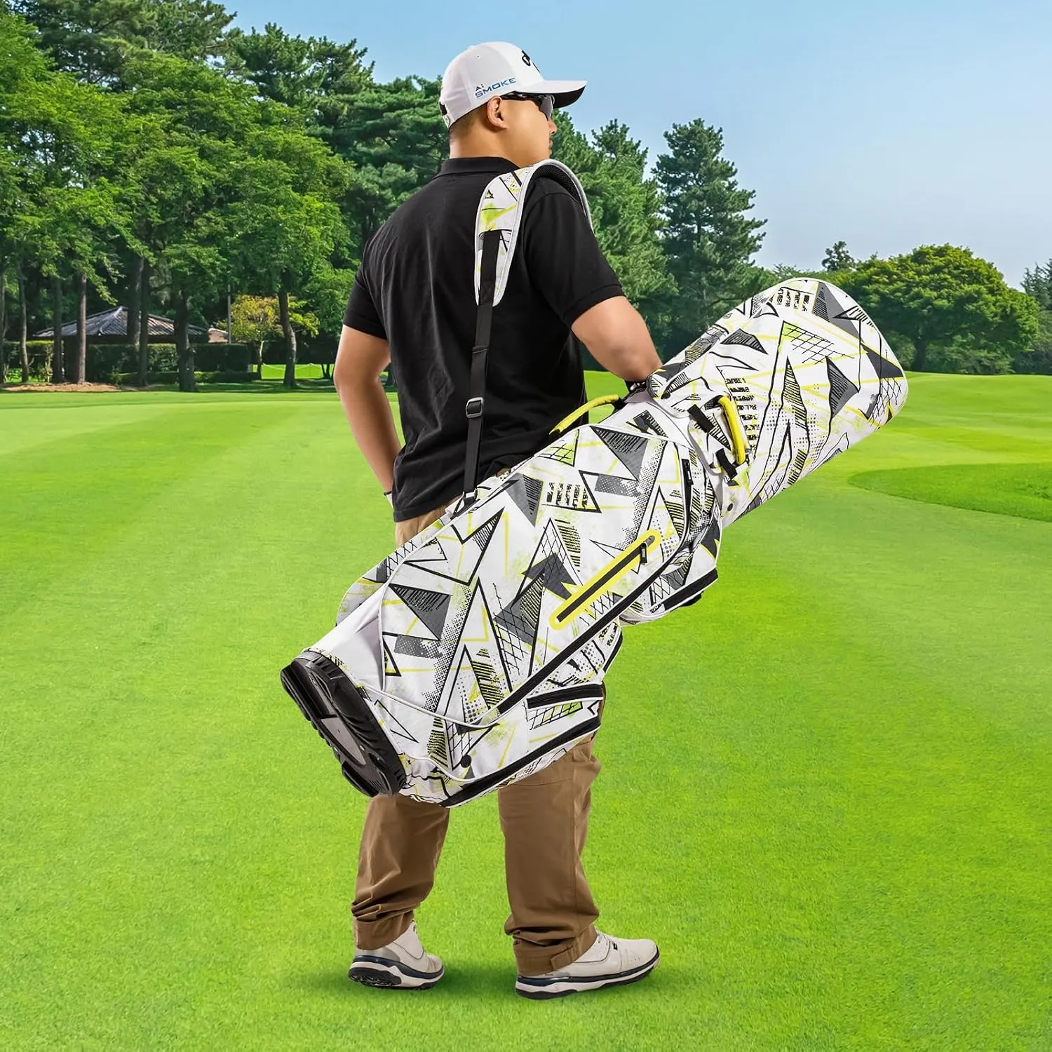 Golf Cart Bag with 14 Way Organizer Divider Top,Golf Club Bag is Made of 600D Twill Oxford Cloth,Quality Handle and Waterproof/Sunscreen Rain Cover for Golf Lovers