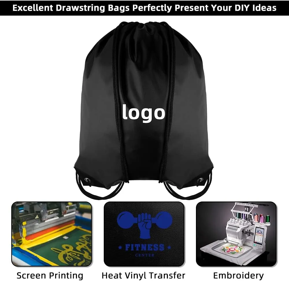 GoodtoU Drawstring Bags Bulk, 100 Pcs Draw String Bags Cinch Bag Drawstring Gym Bag Sackpack Drawstring Backpack for Women Men, Black