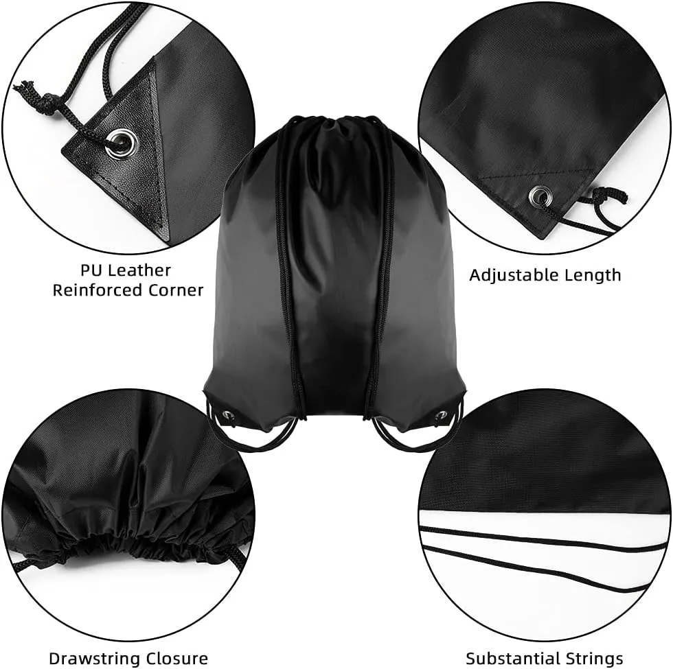 GoodtoU Drawstring Bags Bulk, 100 Pcs Draw String Bags Cinch Bag Drawstring Gym Bag Sackpack Drawstring Backpack for Women Men, Black
