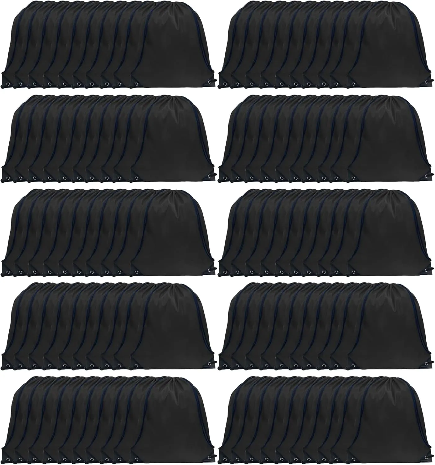 GoodtoU Drawstring Bags Bulk, 100 Pcs Draw String Bags Cinch Bag Drawstring Gym Bag Sackpack Drawstring Backpack for Women Men, Black