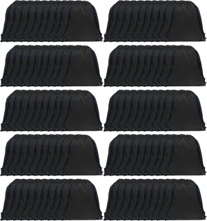 GoodtoU Drawstring Bags Bulk, 100 Pcs Draw String Bags Cinch Bag Drawstring Gym Bag Sackpack Drawstring Backpack for Women Men, Black
